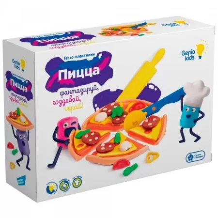 genio kids тесто-пластилин. пицца (6 цветов, с аксессуарами, в коробке, от 3 лет) ta2041, (ооо ""стр